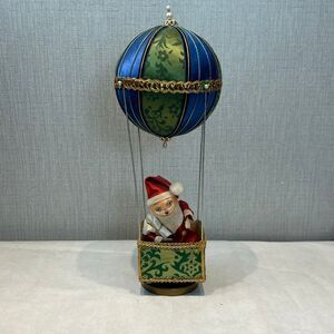 Vtg Sankyo Santa Hot Air Balloon Music Box Jingle Bells Japan Christmas Rotation
